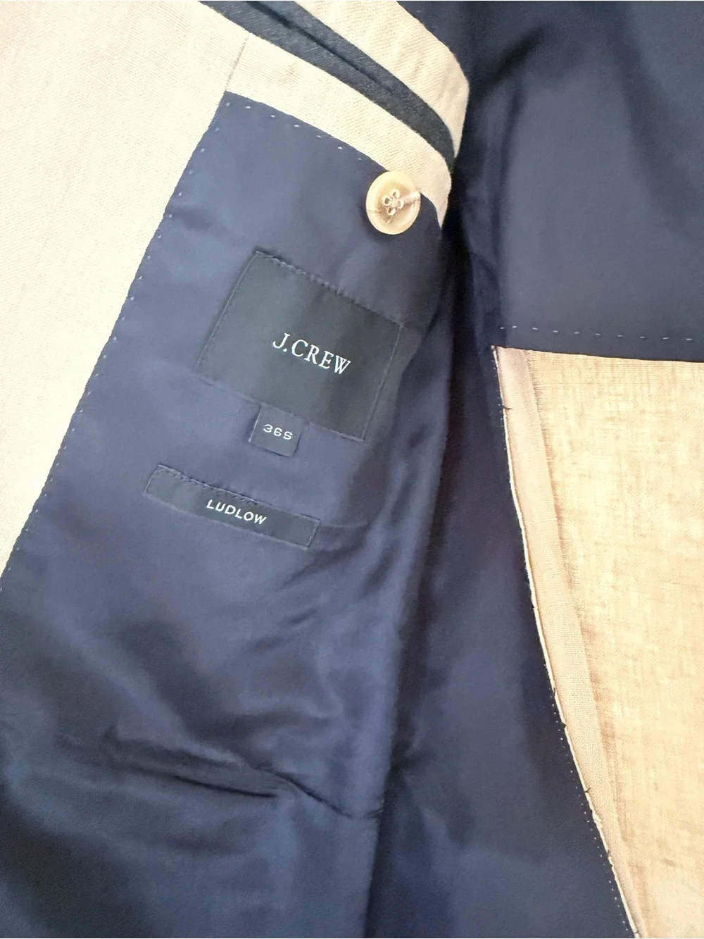 J. Crew Linen Men's Ludlow Tan Blazer - Smart Casual Jacket